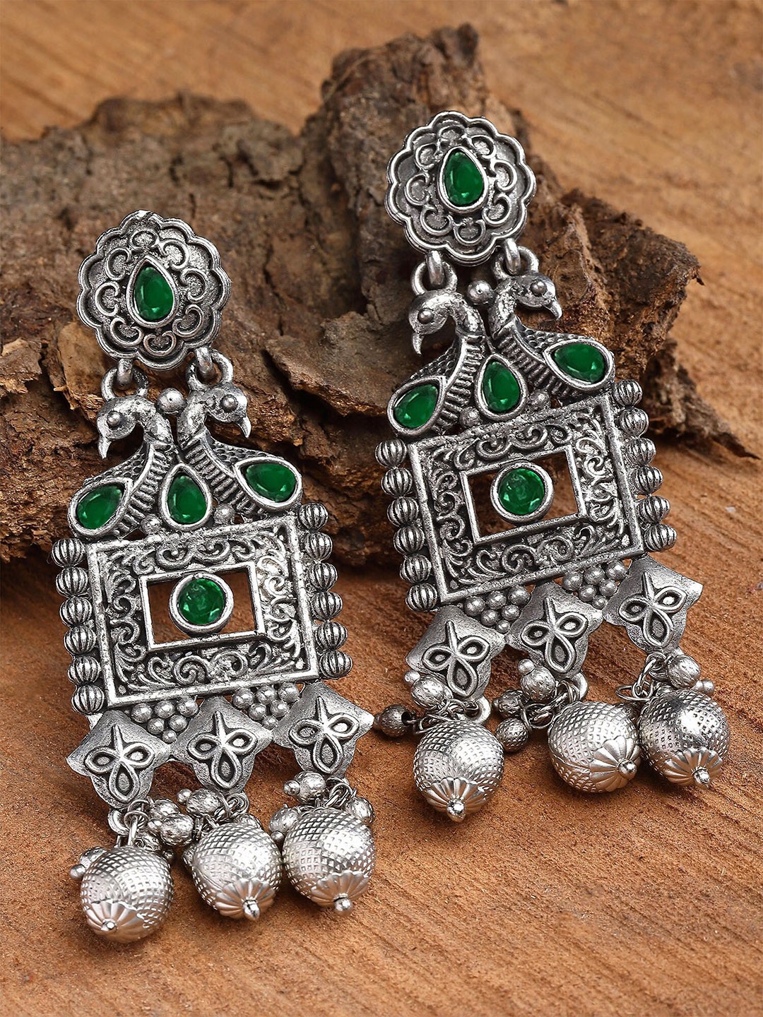 

KARATCART Silver-Plated Contemporary Drop Earrings