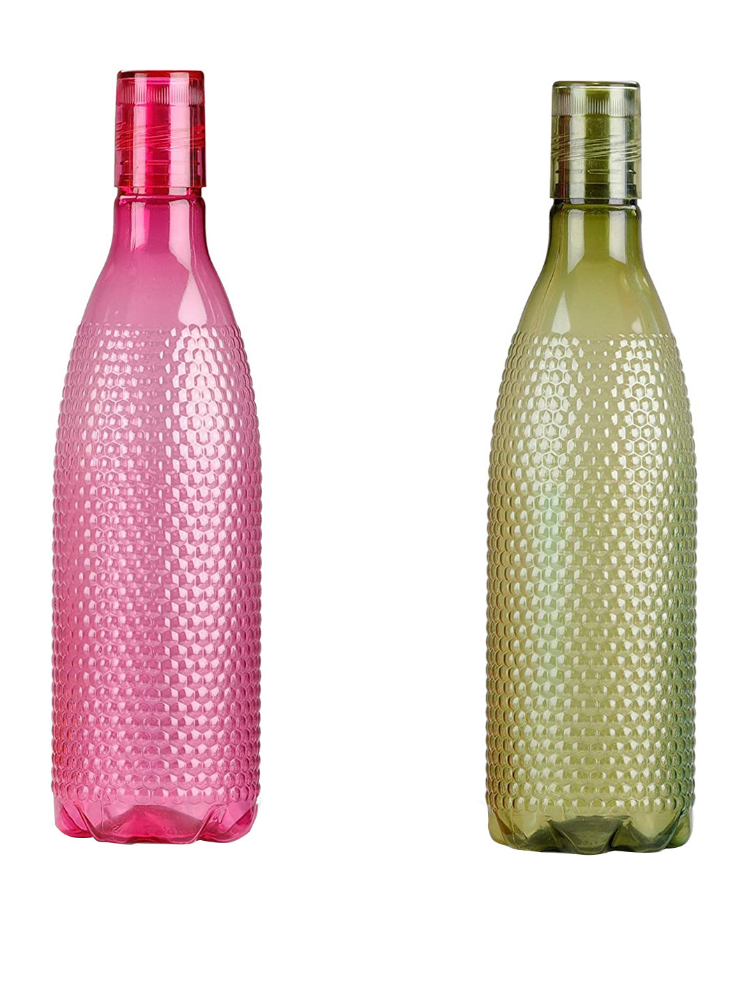 

SOPL-OLIVEWARE Pink & Green 2 Pieces Textured Leak Proof Water Bottles-1L