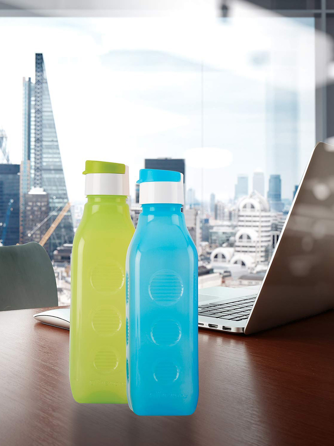 

SOPL-OLIVEWARE Blue & Green 3 Pieces Air-Tight & Unbreakable Water Bottle 550 ml