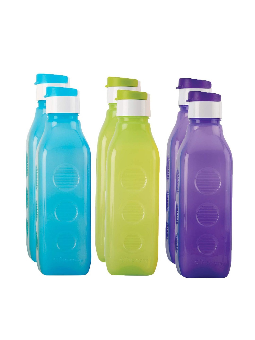 

SOPL-OLIVEWARE 6 Pieces Air-Tight & Refrigerator Safe Water Bottles 1L, Blue