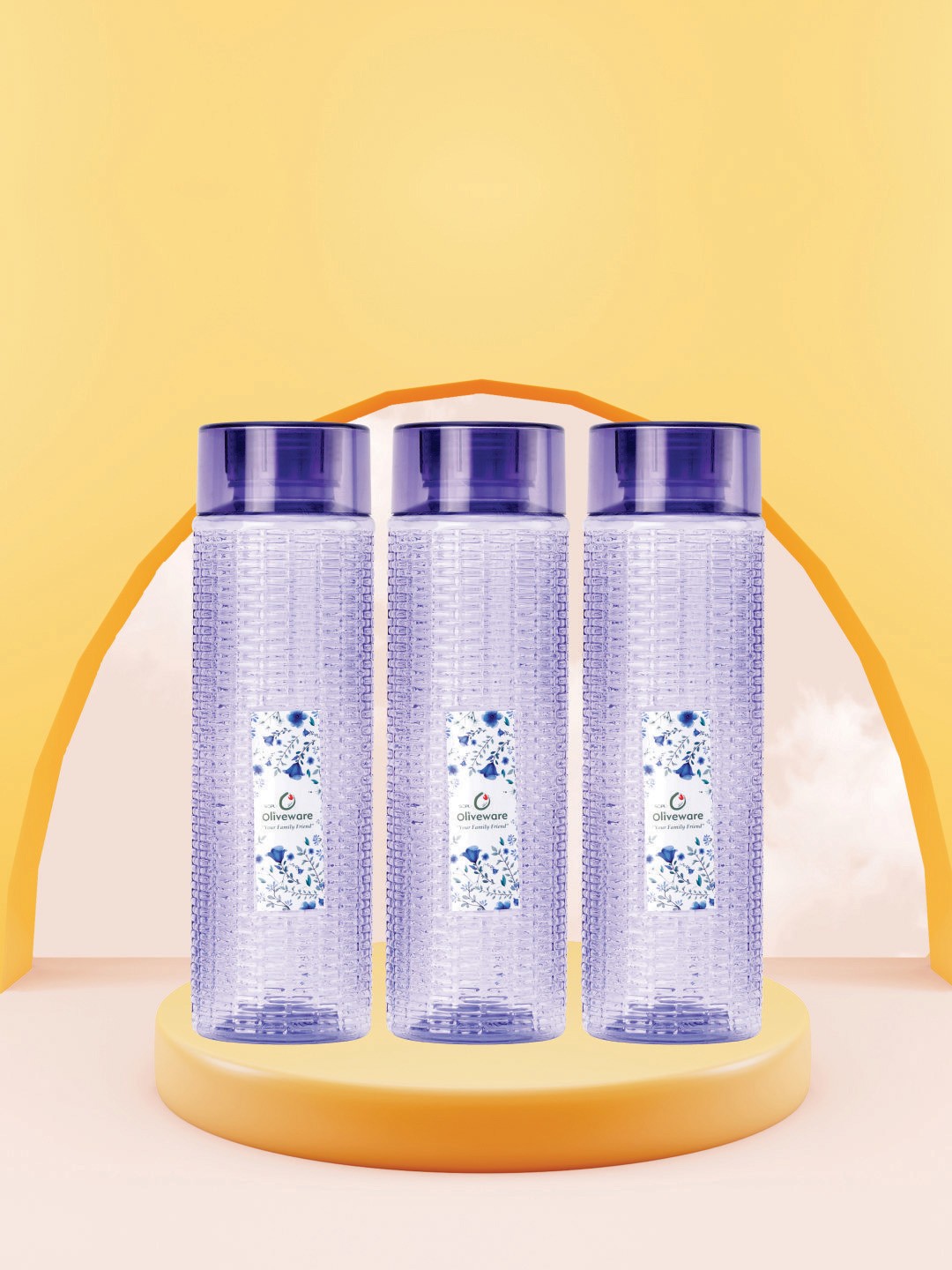 

SOPL-OLIVEWARE Violet Set of 3 Plastic Solid Water Bottle