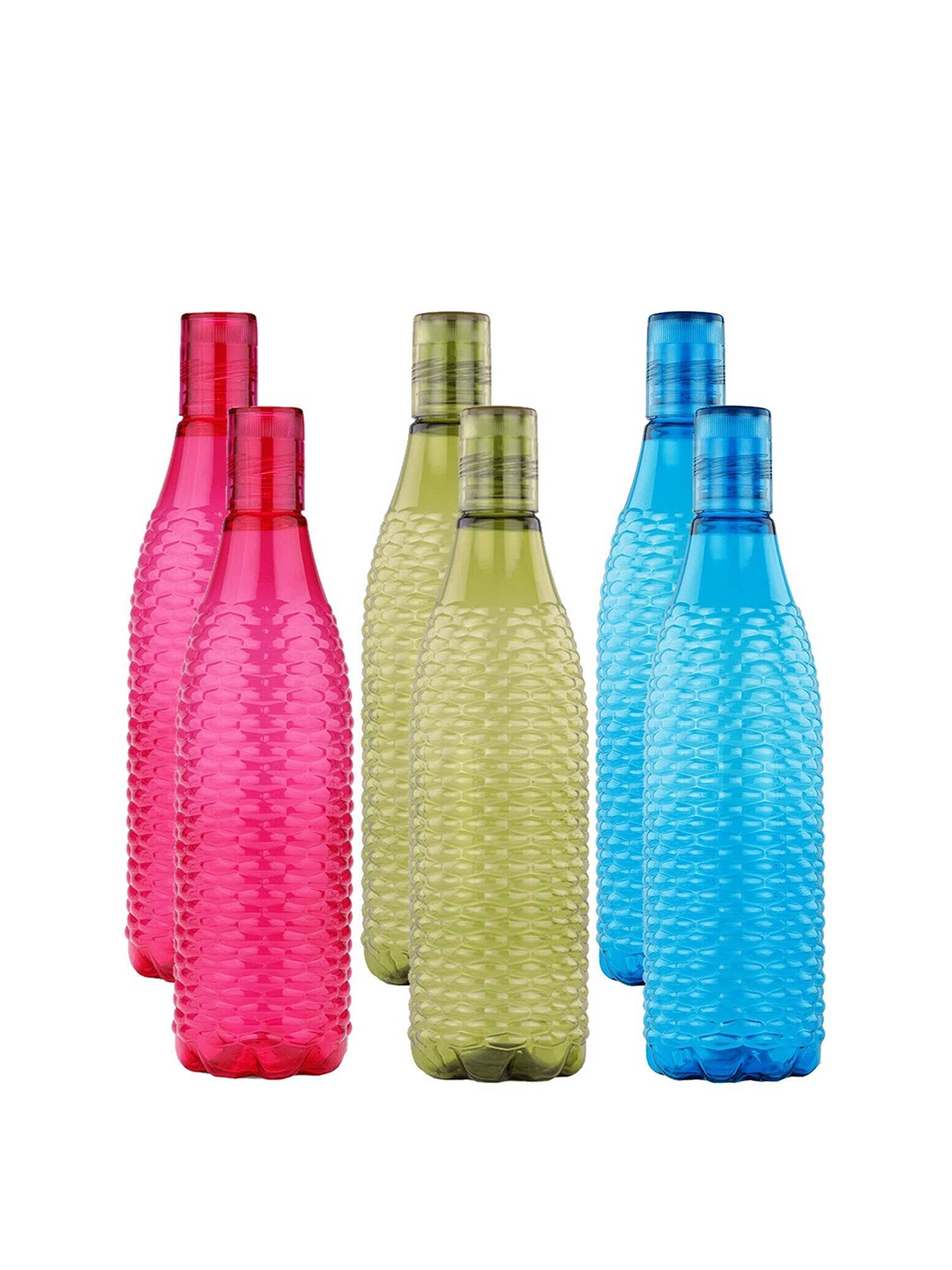 

SOPL-OLIVEWARE Pink & Blue 3 Pieces Textured Air Tight Water Bottle 1L