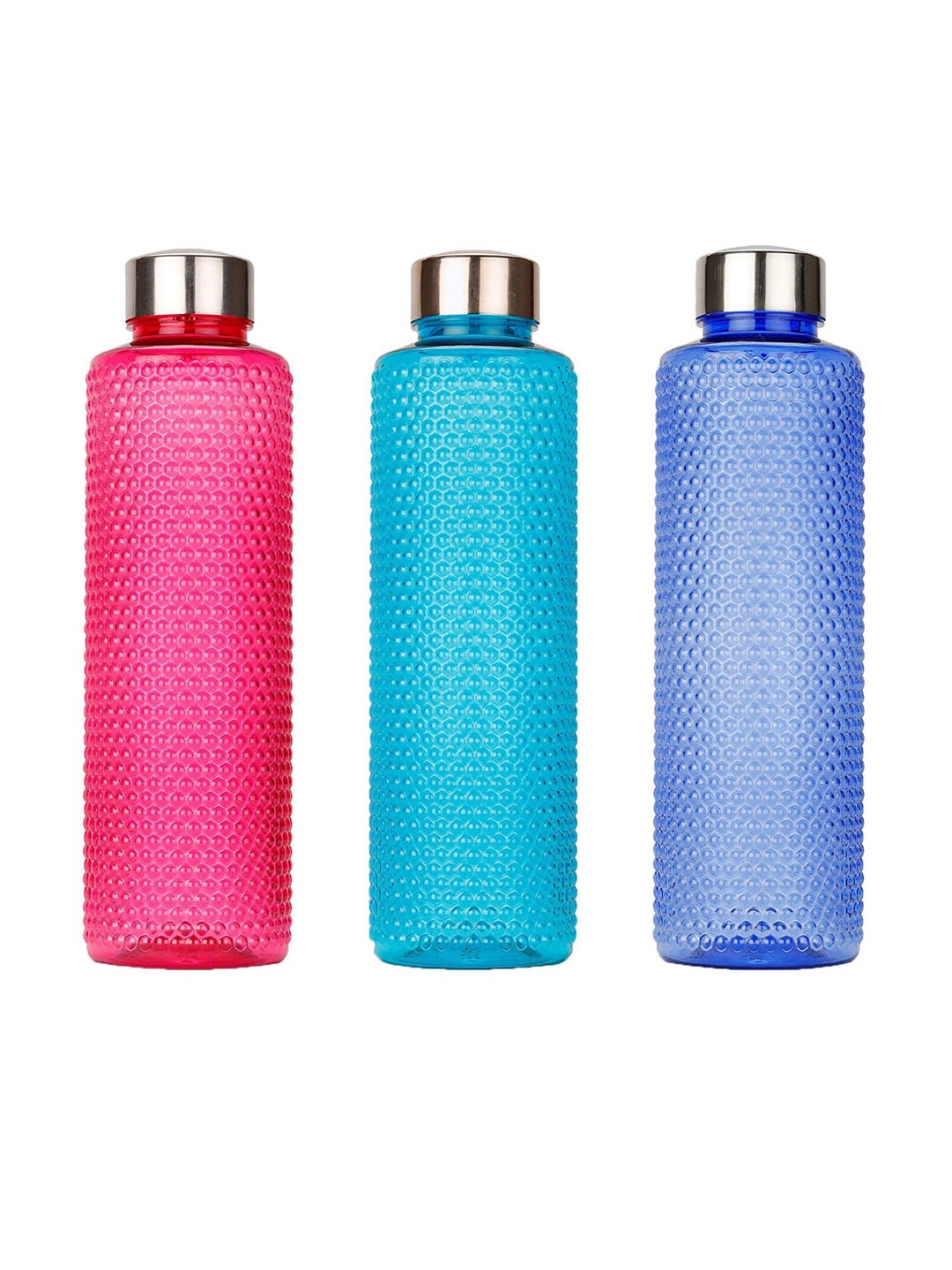 

SOPL-OLIVEWARE Blue & Pink 3 Pieces Textured Odour Less Water Bottles