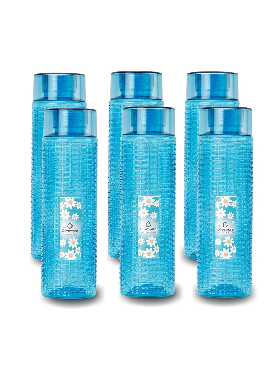 

SOPL-OLIVEWARE Blue 6 Pieces Textured Air-Tight & Refrigerator Safe Water Bottles 1L