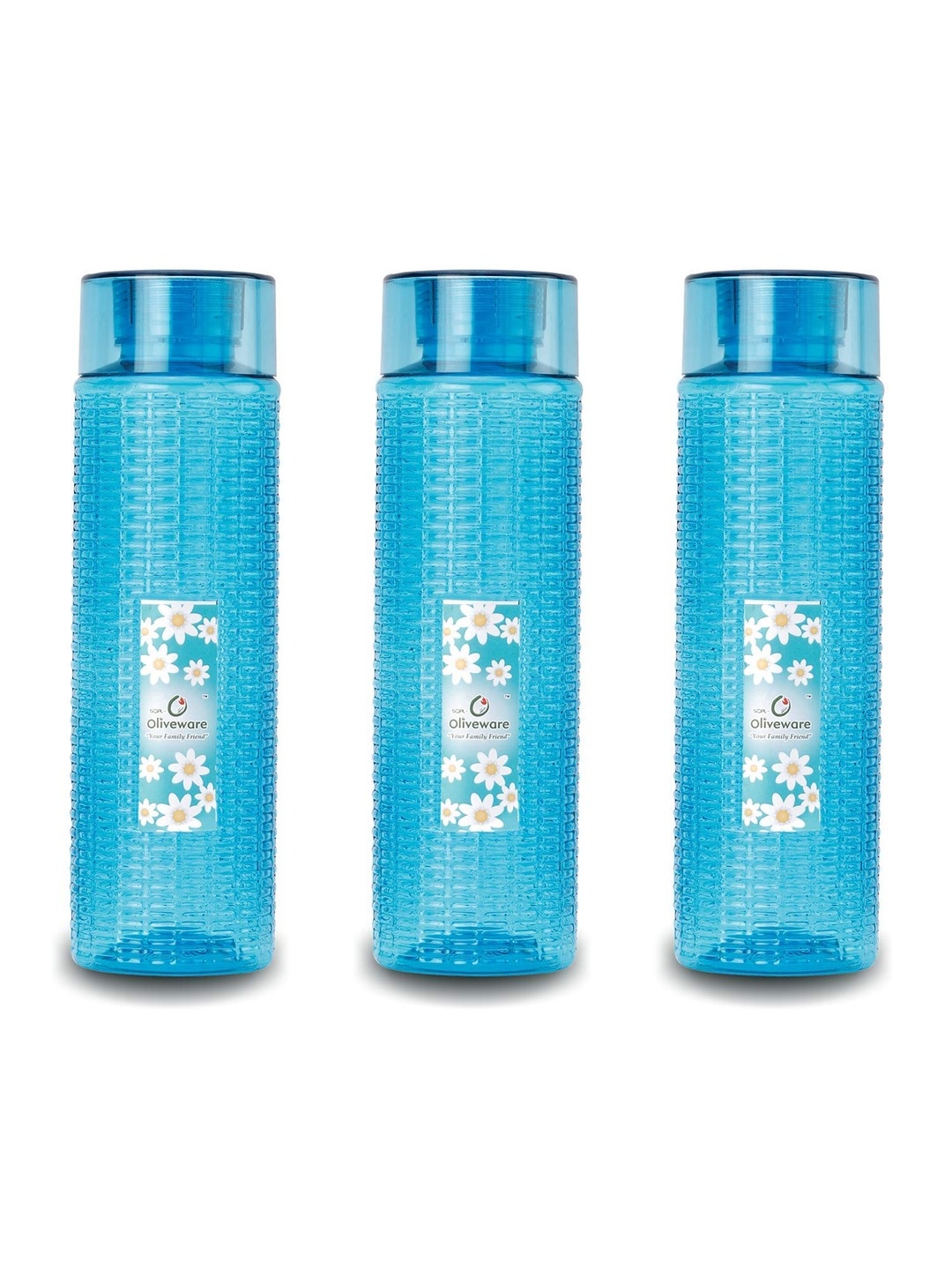 

SOPL-OLIVEWARE Blue 3-Pcs Transparent Water Bottle 1000 ml