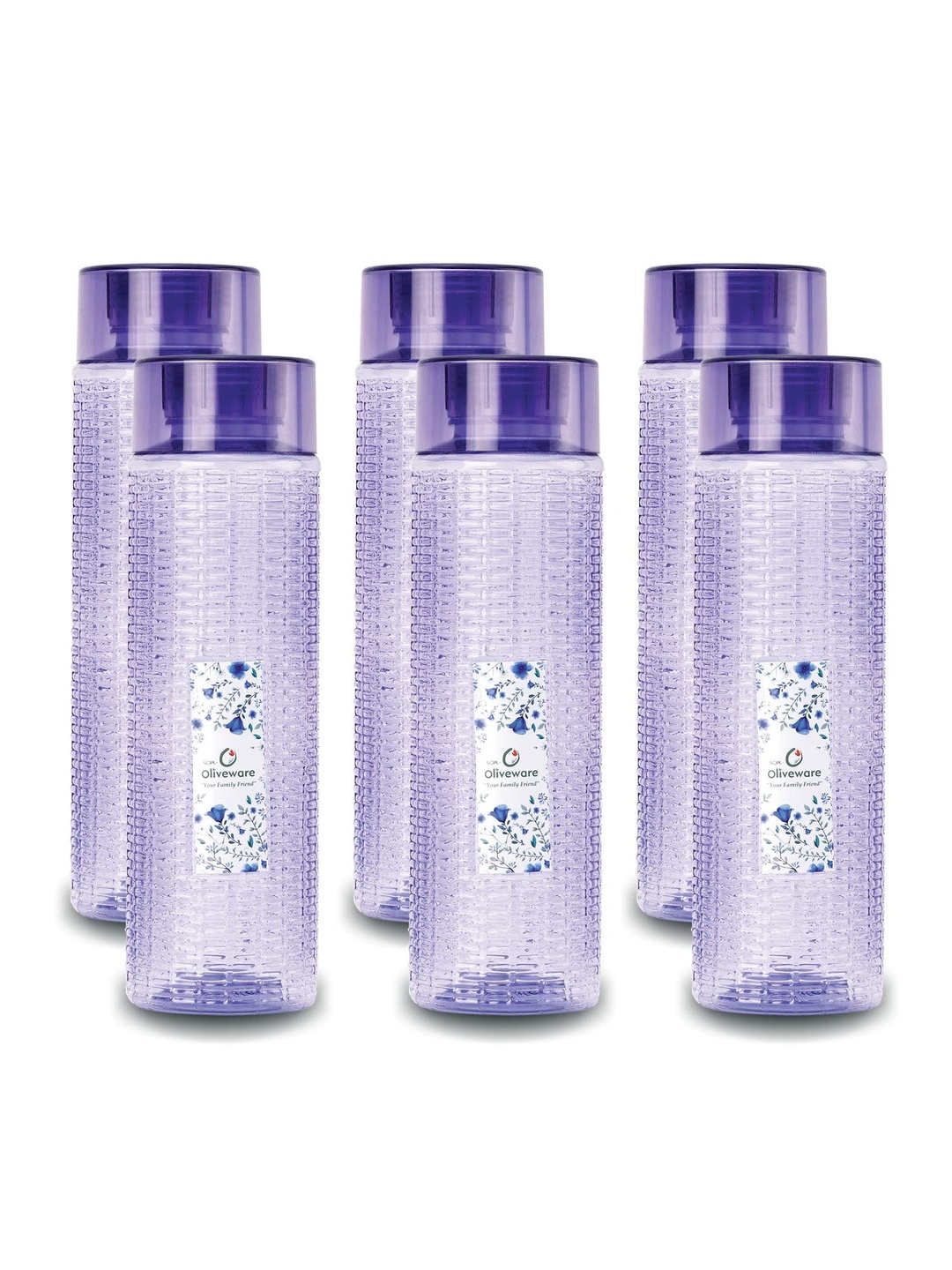 

SOPL-OLIVEWARE Violet 6-Pieces Textured Odour Less Water Bottles 1 L Each