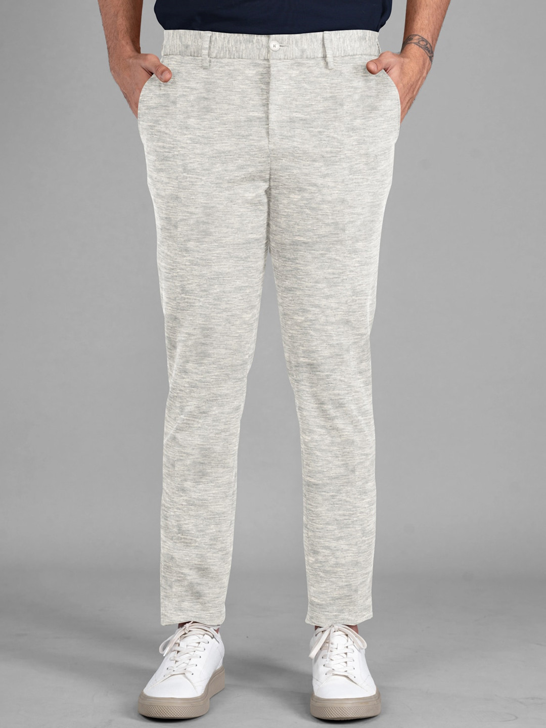 

The Pant Project Men Tailored Mid Rise Slim Fit Trousers, Grey