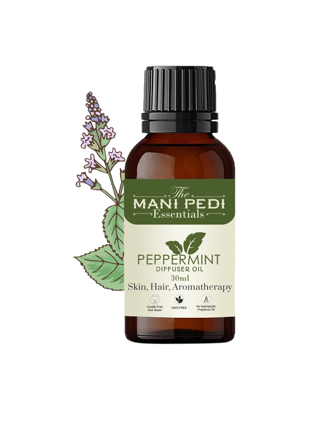 

The Mani Pedi Essentials Pure and Natural Peppermint Diffuser Aroma Oil 30 ml, Brown
