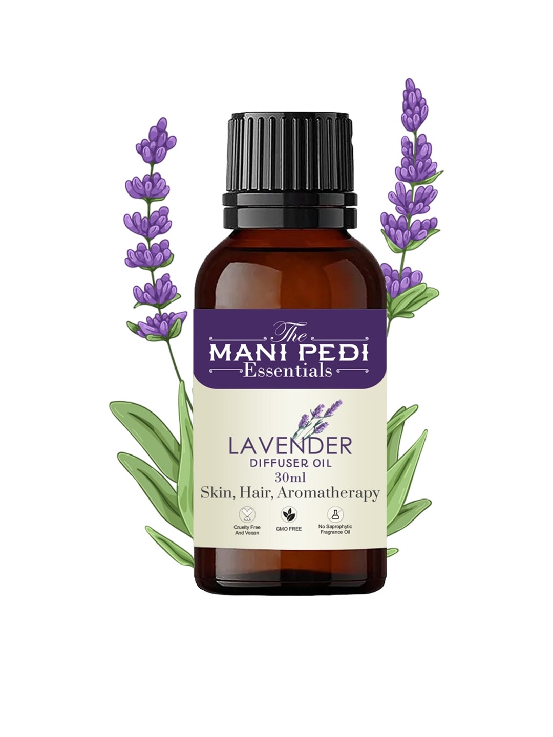 

The Mani Pedi Essentials Pure and Natural Lavender Diffuser Aroma Oil 30 ml, Brown