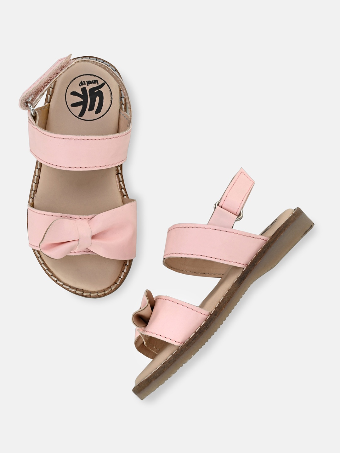 

YK Girls Open Toe Flats With Buckles, Pink