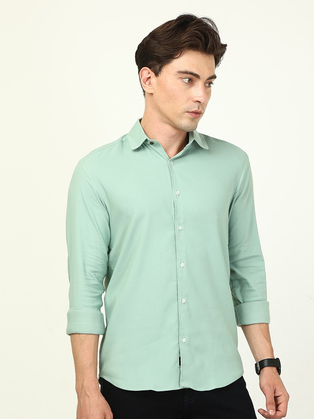 

FOGA Spread Collar New Fit Corduroy Shirt, Green
