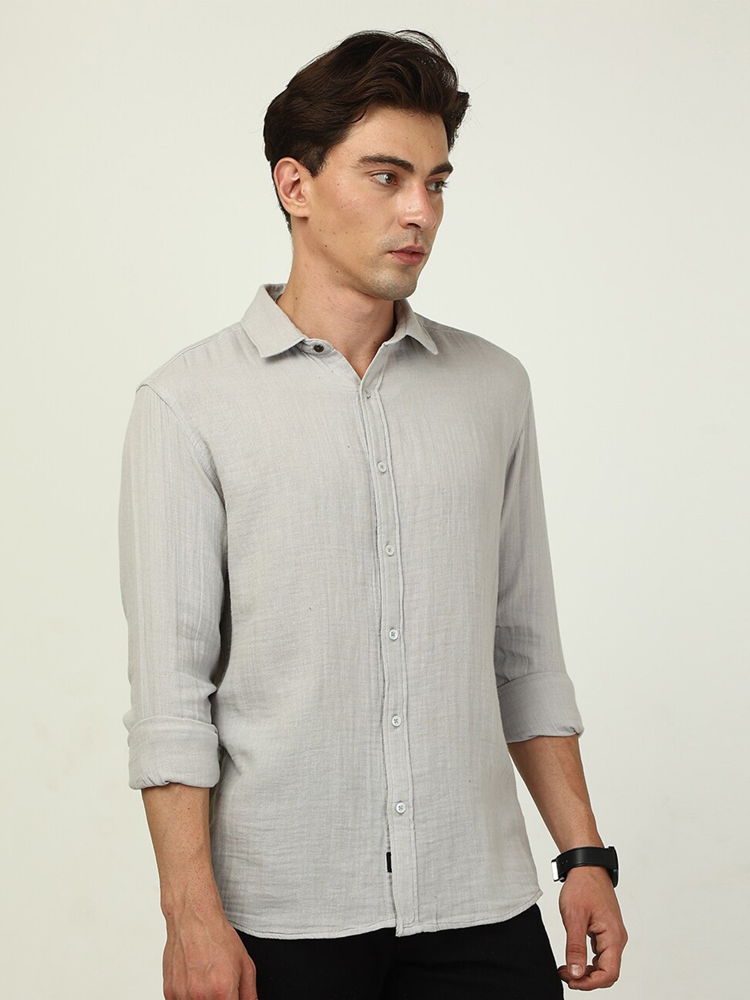 

FOGA New Spread Collar Casual Corduroy Shirt, Grey