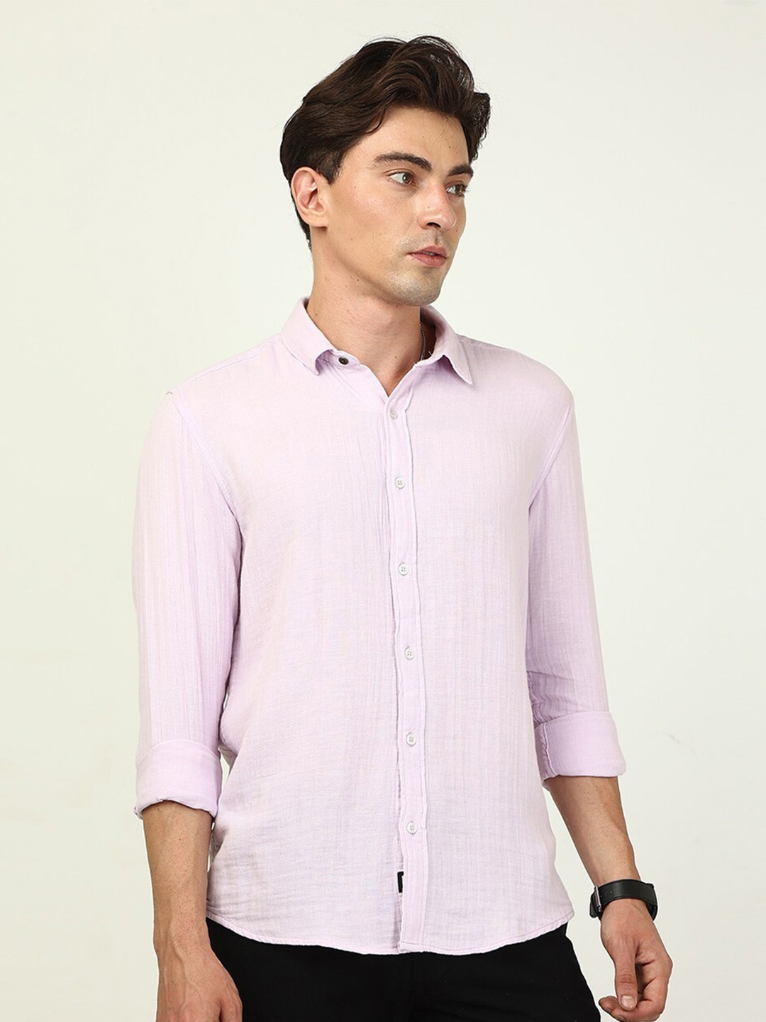 

FOGA New Spread Collar Casual Corduroy Shirt, Lavender