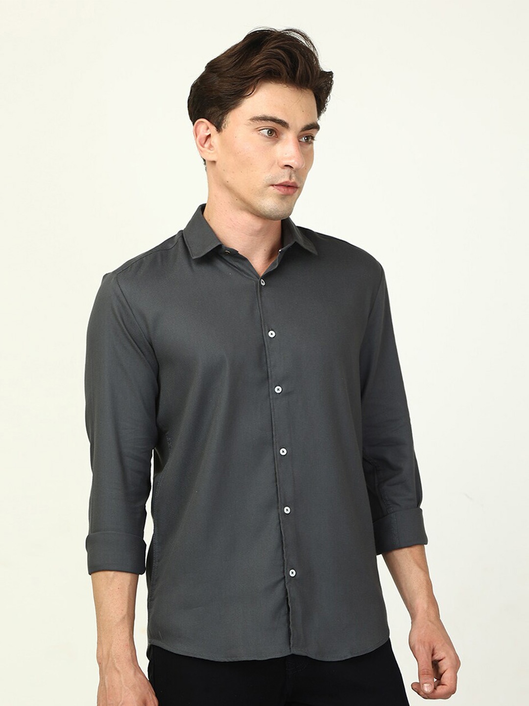 

FOGA New Fit Spread Collar Casual Shirt, Grey