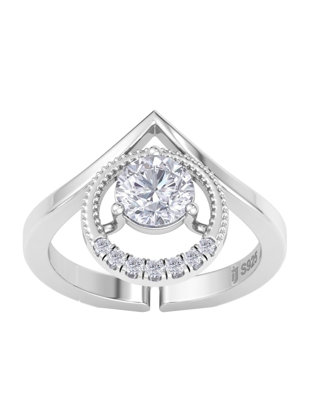 

Inddus Jewels Rhodium Plated Sterling Silver Adjustable Finger Ring.
