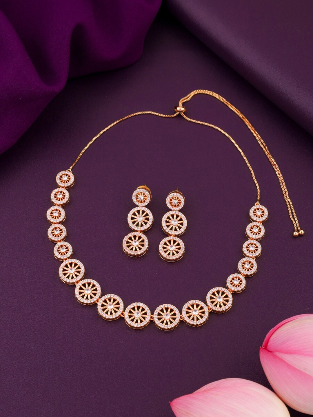 

ROFARWORD Gold-Plated & Beaded Necklace & Earrings