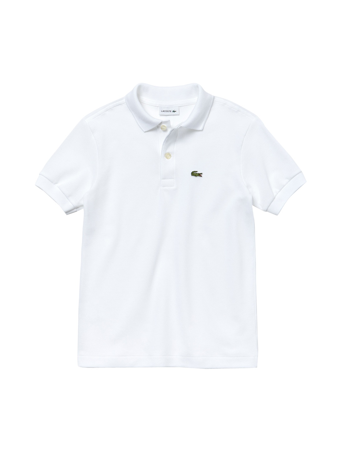 

Lacoste Boys White Solid Polo Collar T-shirt