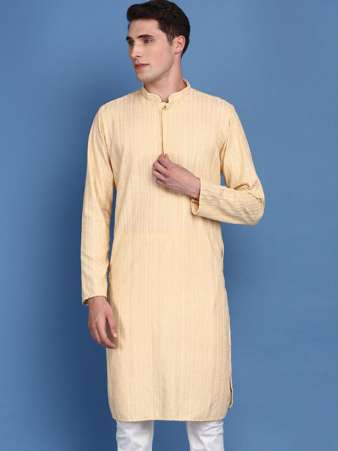 

Sanwara Woven Design Straight Kurta, Beige