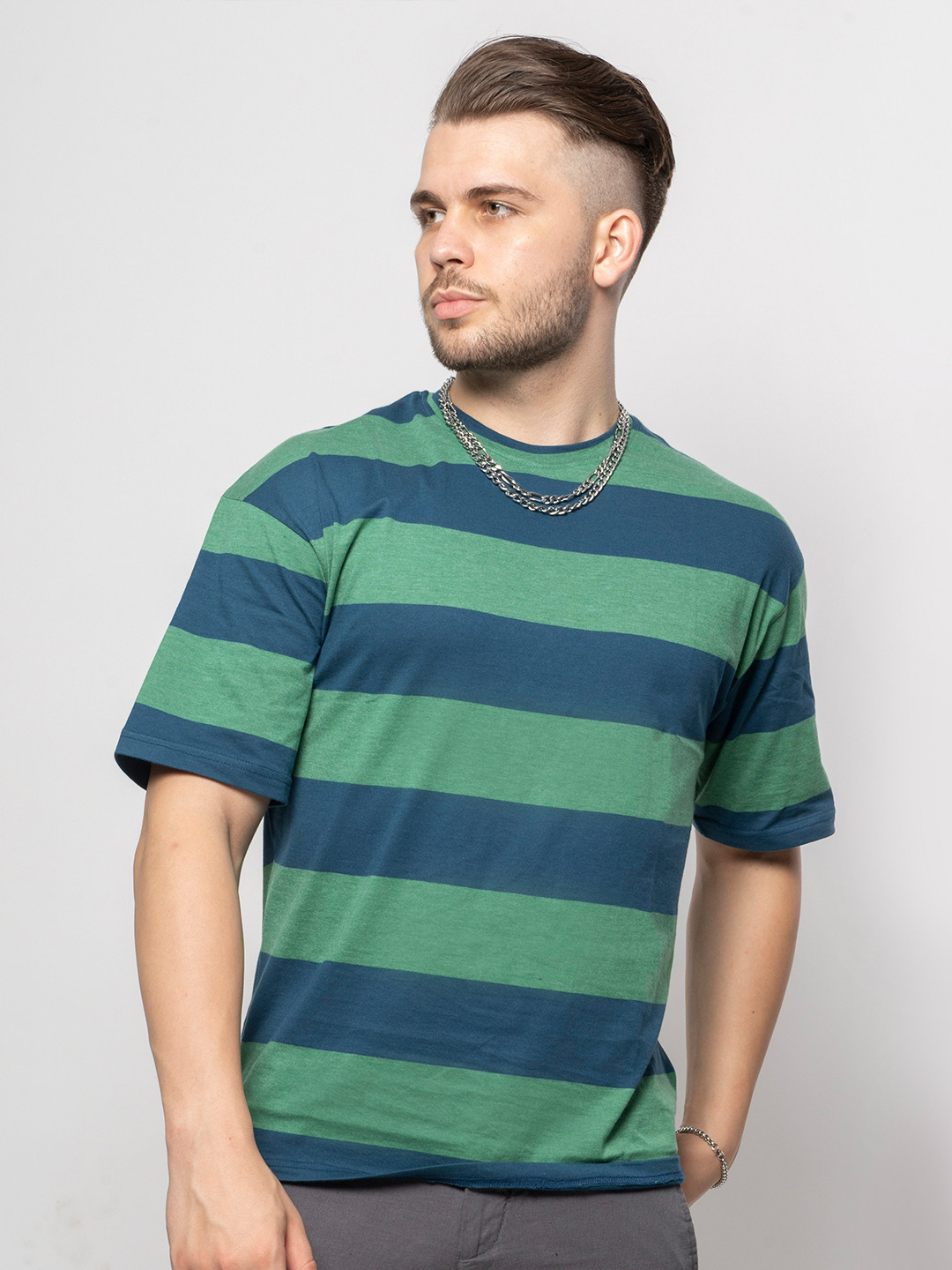 

7Shores Striped Relaxed Fit Cotton T-shirt, Green