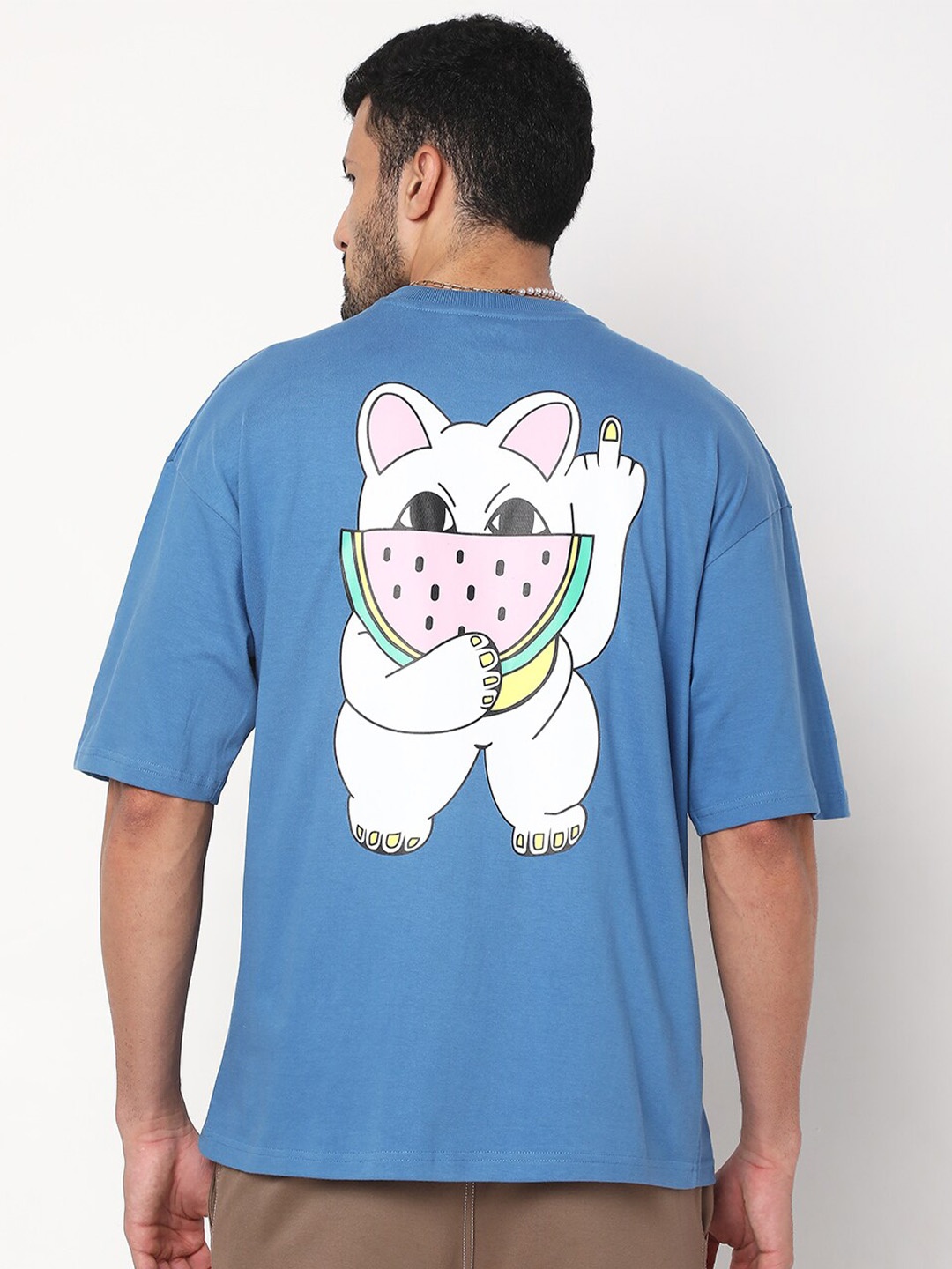 

7Shores Graphic Printeed Oversized Cotton -shirt, Blue