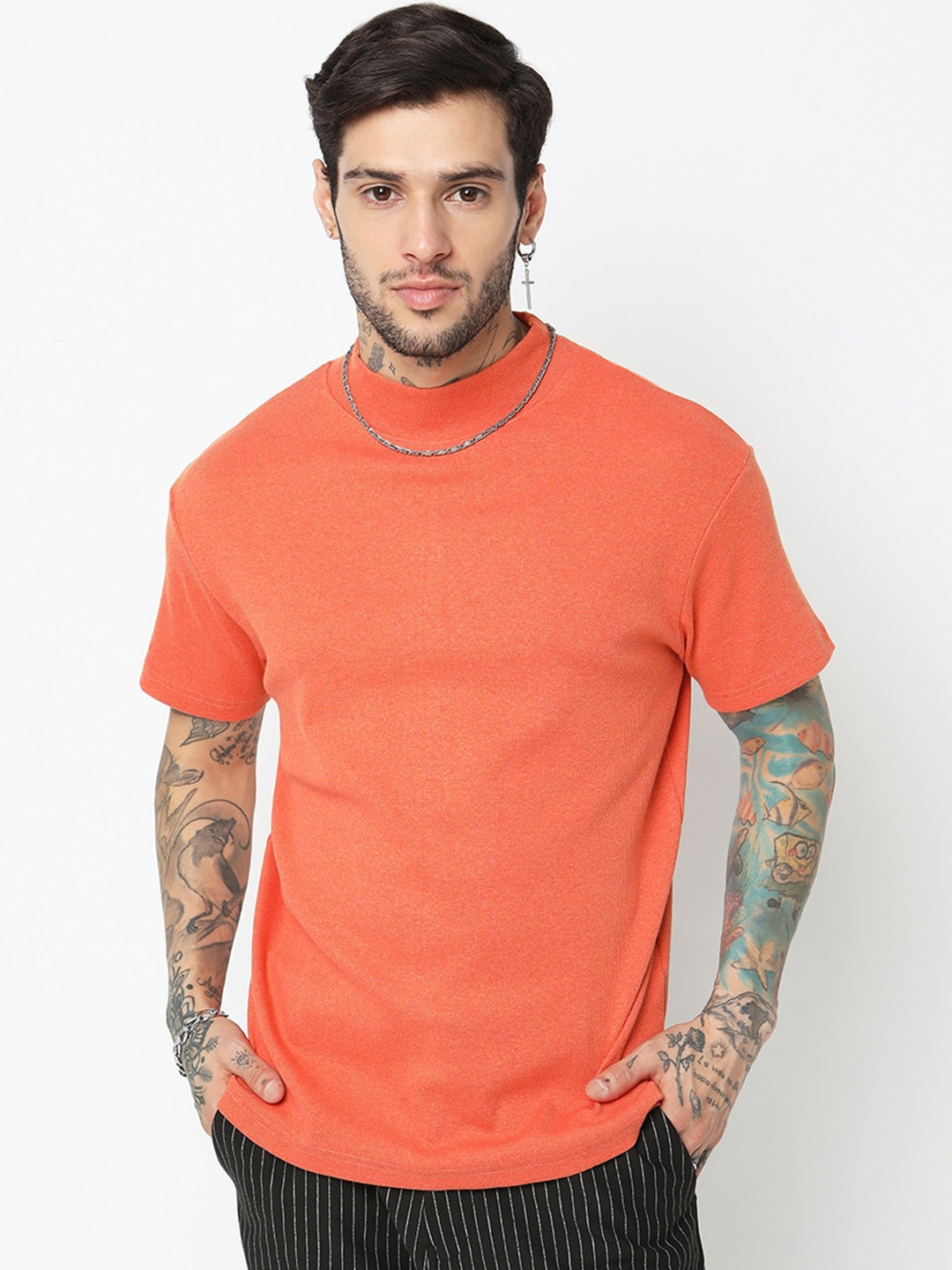 

7Shores Round Neck Cotton T-shirt, Rust