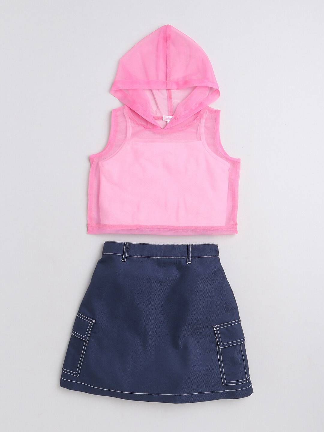 

taffykids Girls Hoodie Crop T-shirt with Cargo Skirt, Pink