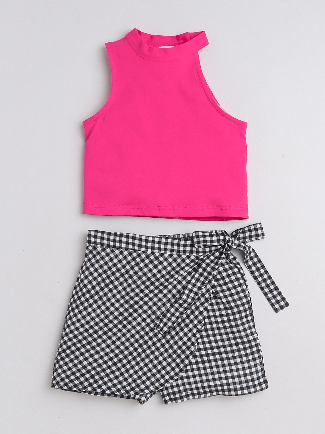 

taffykids Girls Sleeveless Crop Top With Trousers, Black