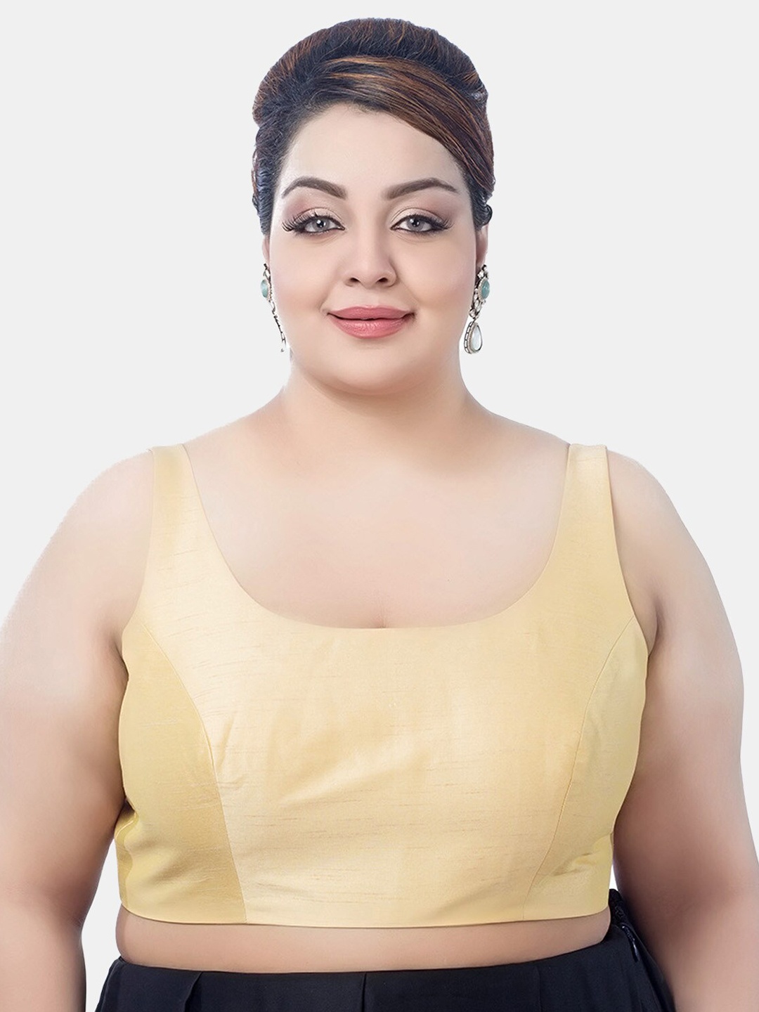 

neckbook Plus Size Sleeveless Saree Blouse, Gold