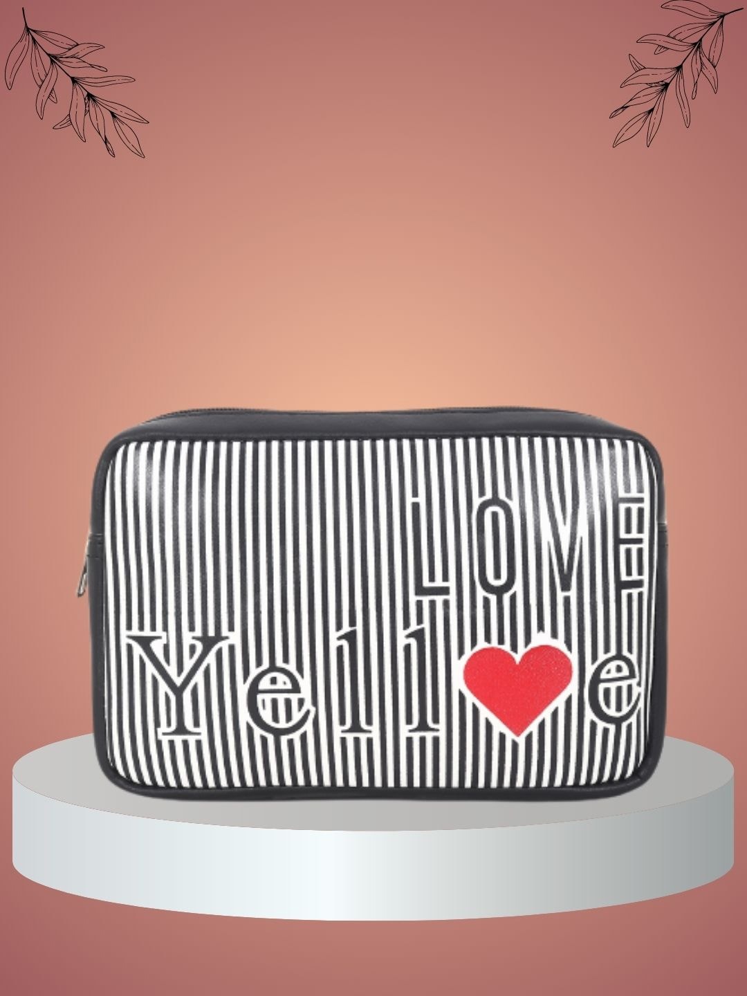 

yelloe Striped Structured Sling Bag, Black