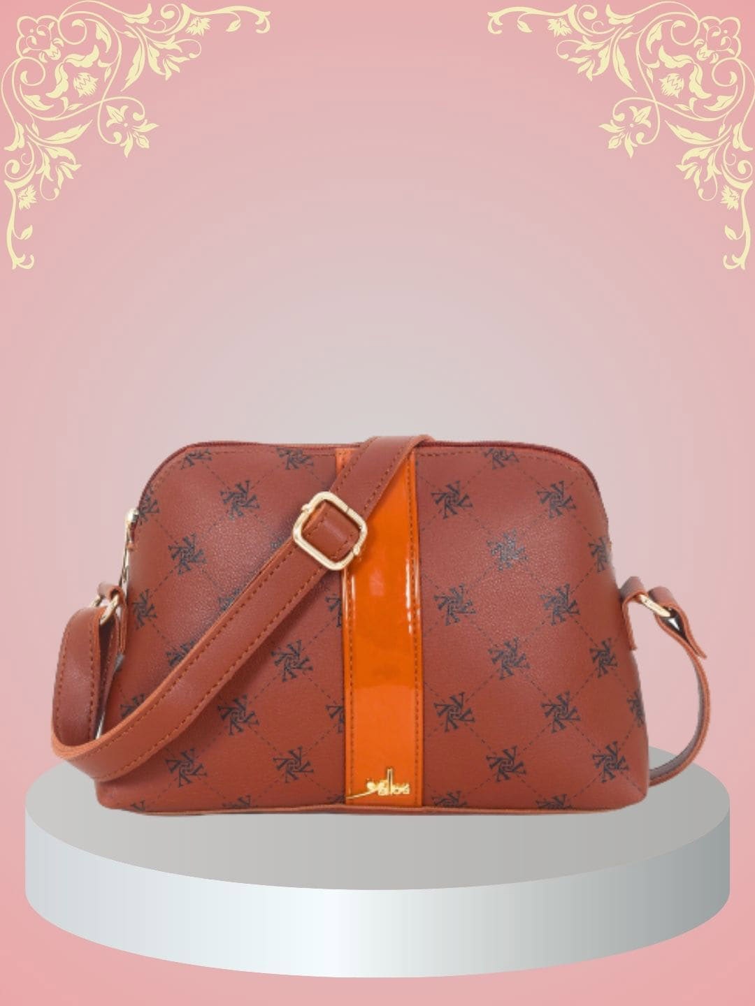

Yelloe Iconic Logo Printed Tan Sling Bag