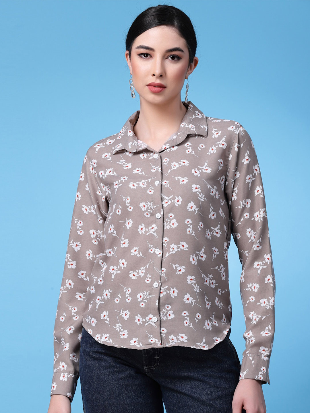 

Oomph! Standard Floral Printed Formal Shirt, Grey
