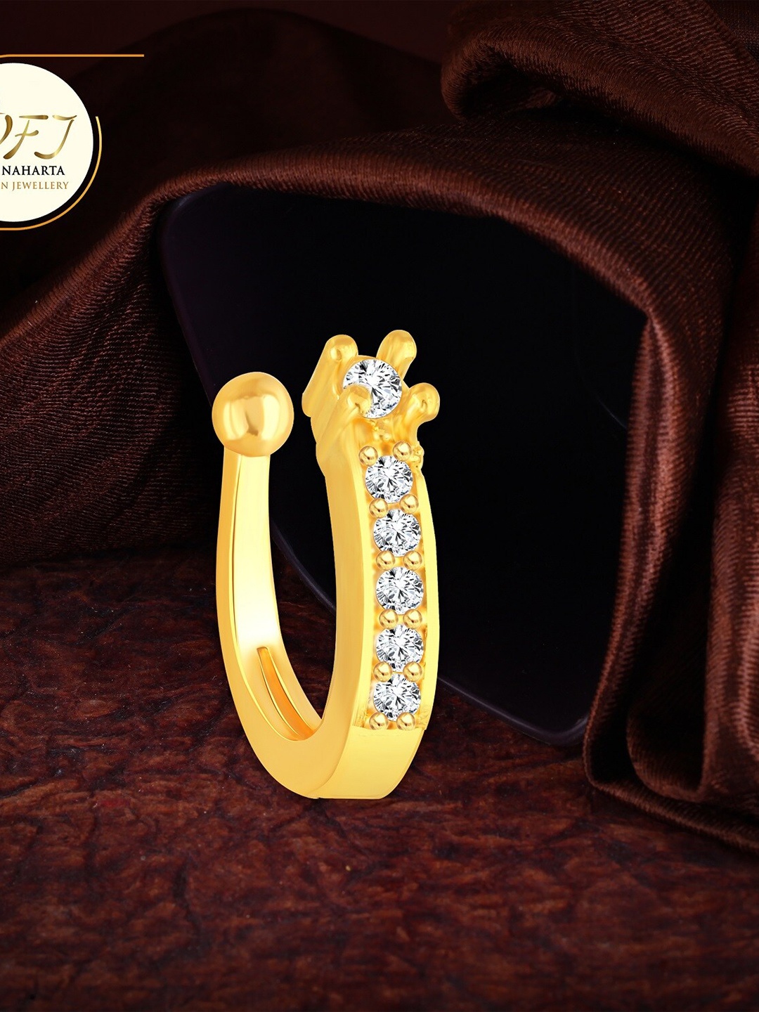 

Vighnaharta Gold Plated & CZ Nosepin