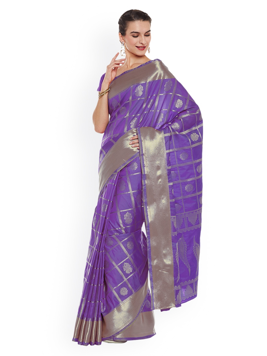 

Chhabra 555 Purple Art Silk Woven Design Banarasi Saree