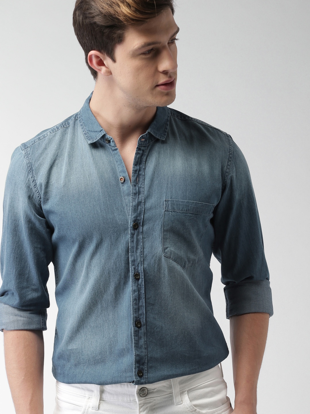 

Mast & Harbour Men Blue Slim Fit Solid Casual Shirt, Teal