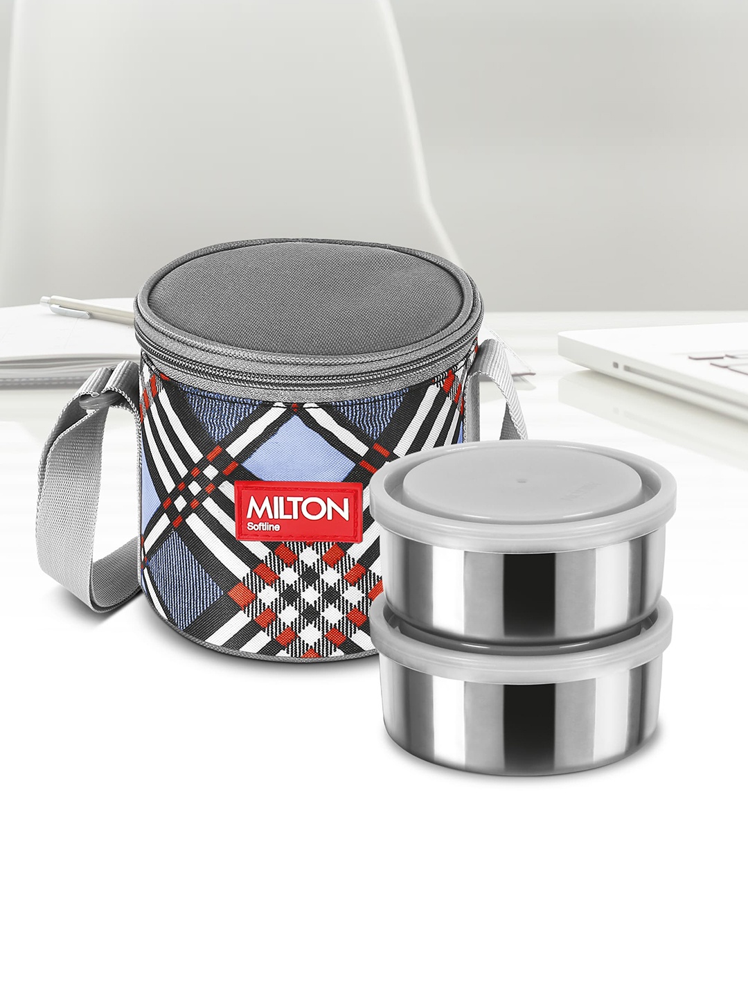 

Milton Steel Treat 2 Blue Stainless Steel Tiffin Containers with Jacket-280 ml Each