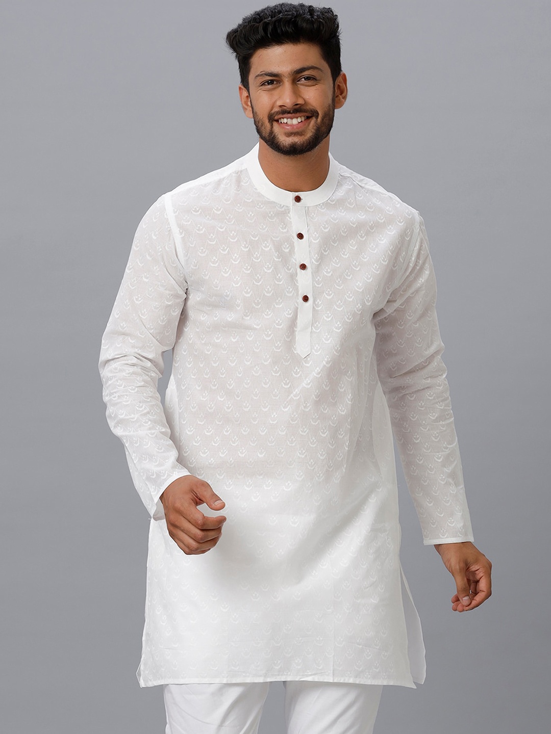 

Ramraj Men Self Design Cotton Straight Kurta, White