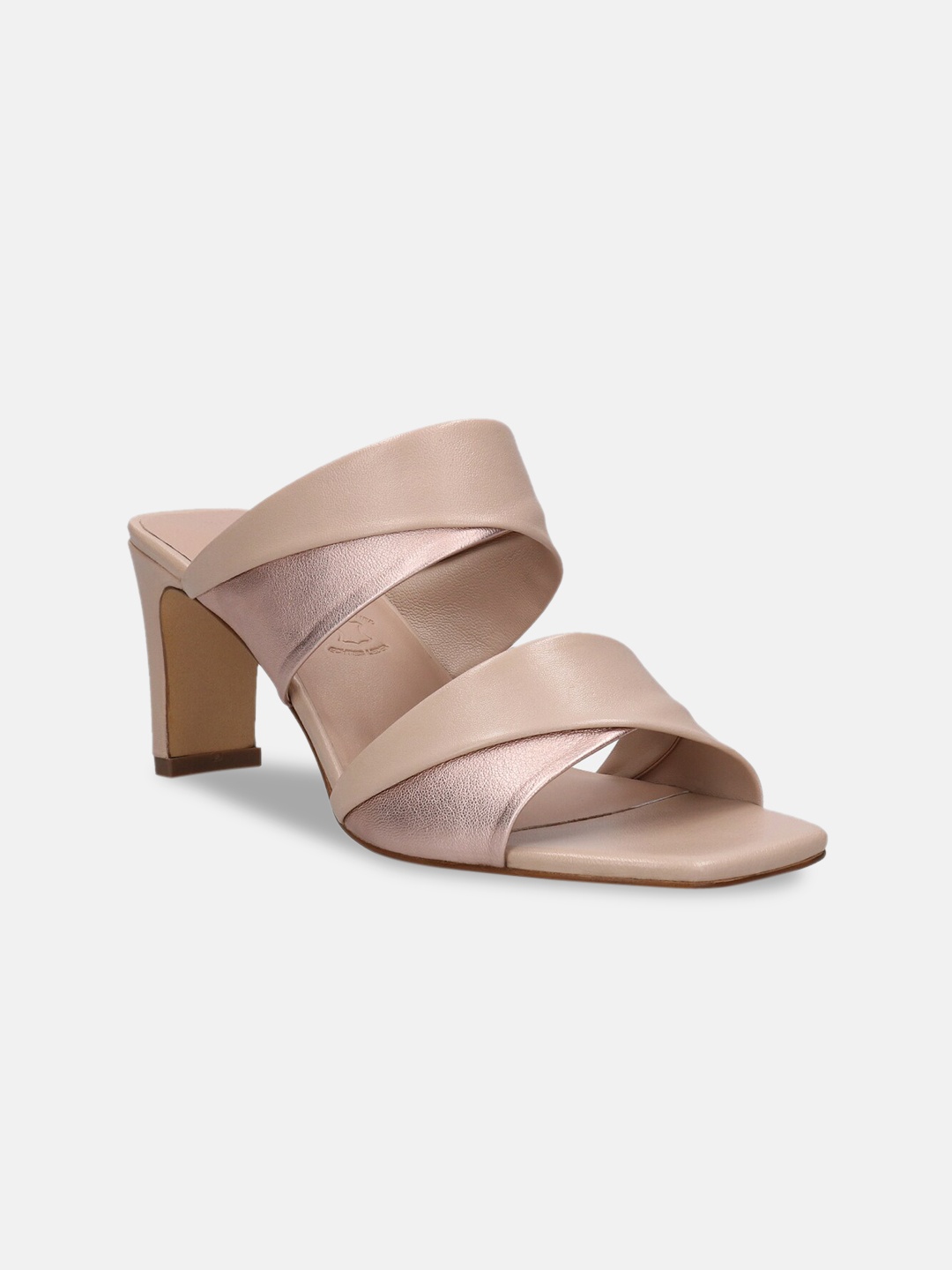 

BAGATT Jaya Textured Double Straps Leather Slim Heels, Beige