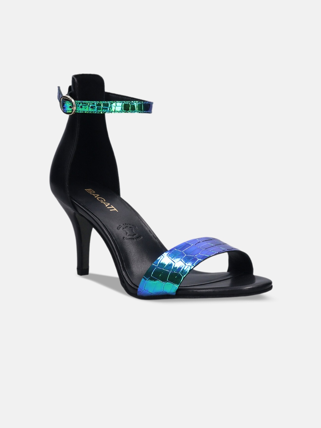 

BAGATT Silvana Textured Leather Kitten Heels, Blue