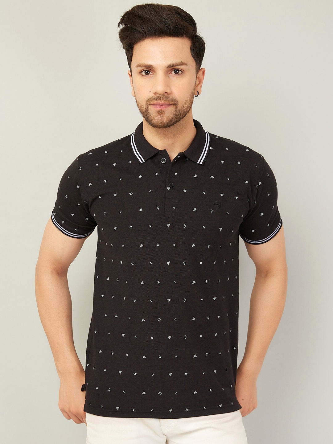 

WE PERFECT Conversational Printed Dry Fit Cotton T-shirt, Black