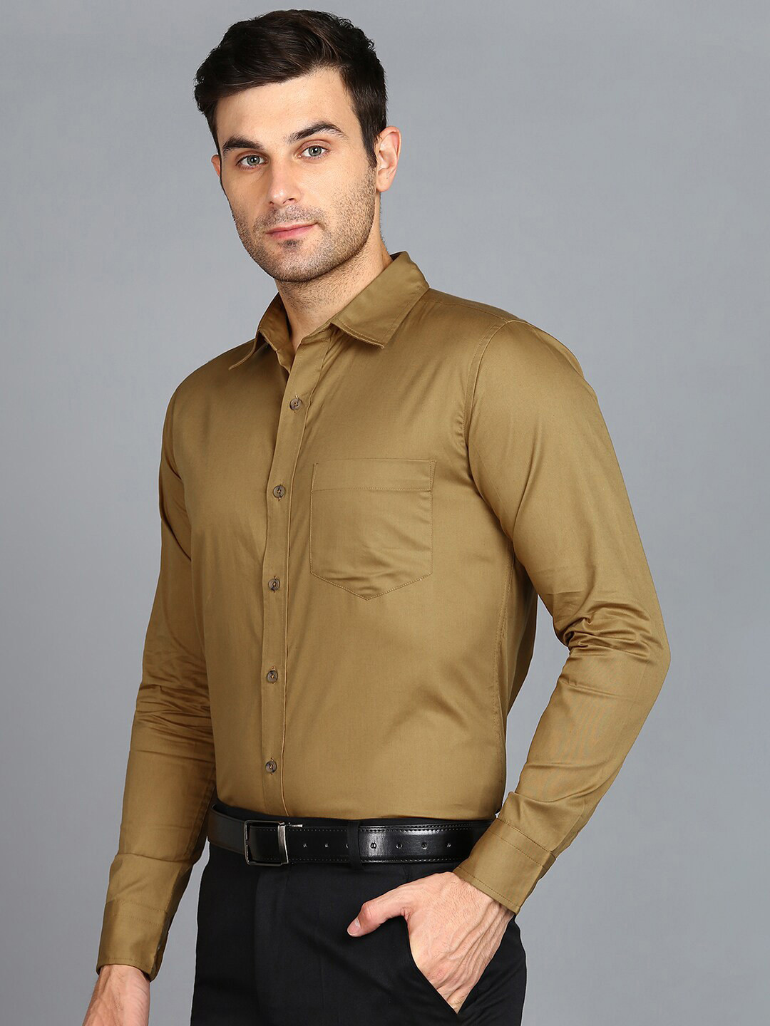 

ZNX Clothing Premium Cotton Formal Shirt, Brown