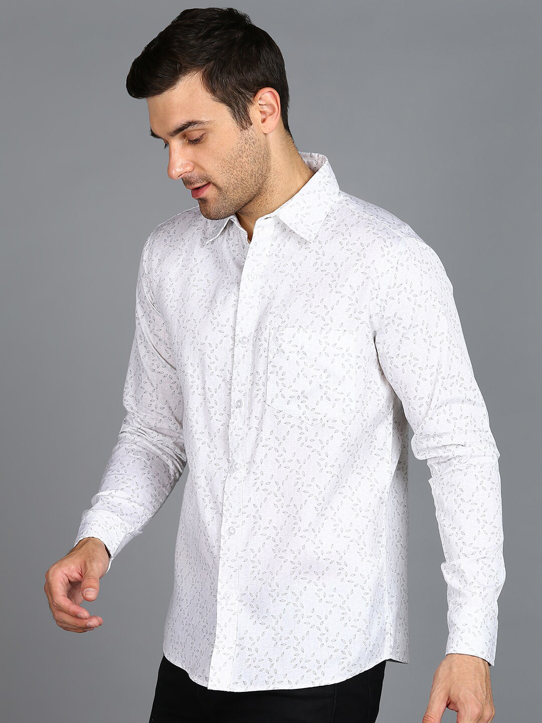

ZNX Clothing Premium Printed Cotton Formal Shirt, Off white