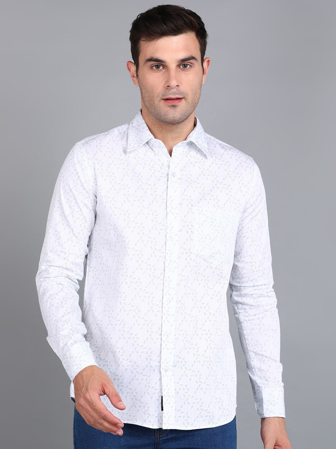 

ZNX Clothing Premium Floral Printed Cotton Formal Shirt, Blue