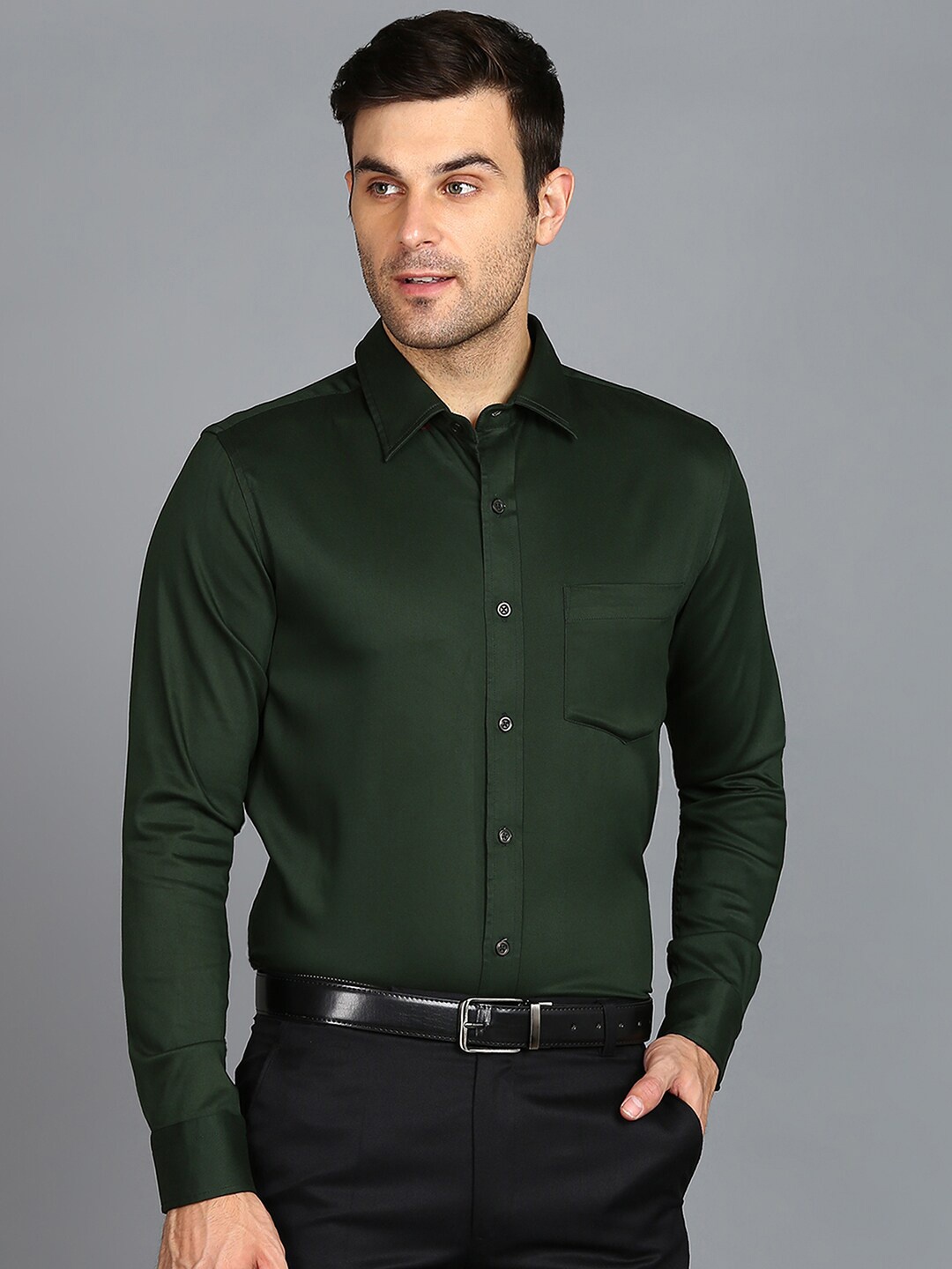 

ZNX Clothing Premium Printed Cotton Formal Shirt, Green