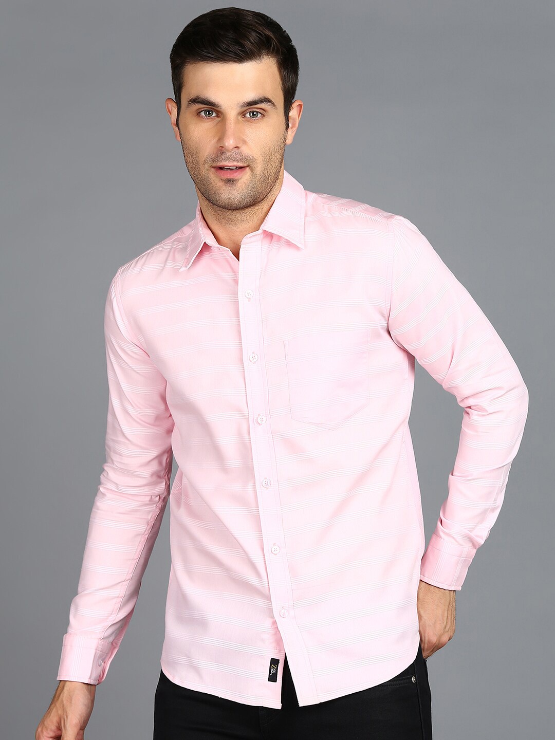 

ZNX Clothing Spread Collar Premium Opaque Formal Shirt, Pink