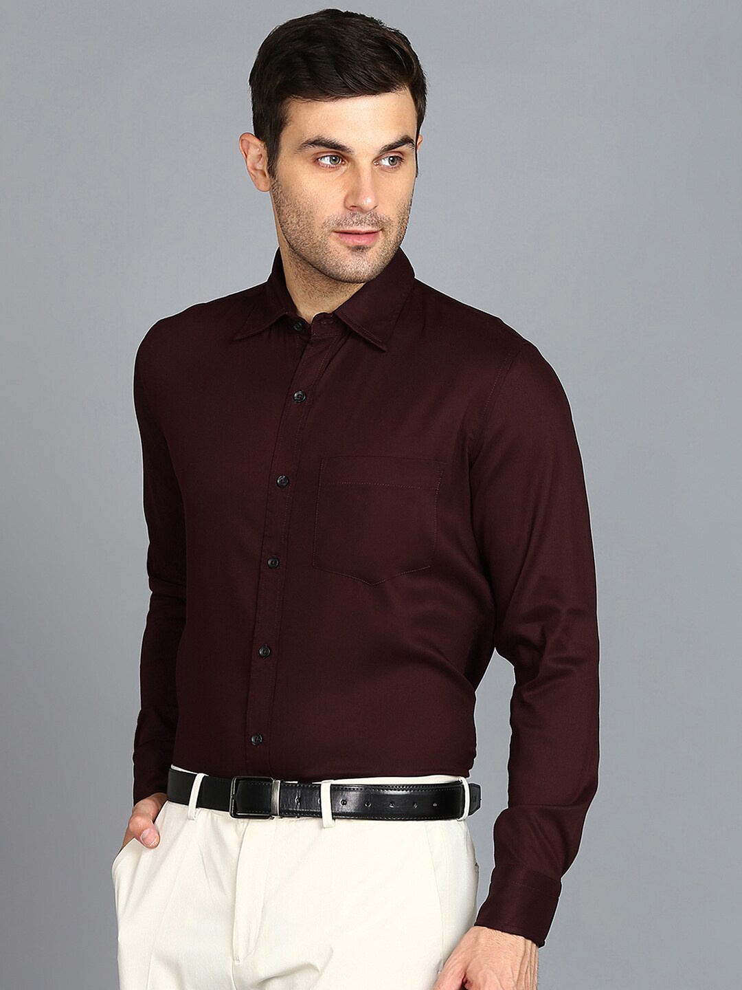 

ZNX Clothing Premium Printed Cotton Formal Shirt, Maroon