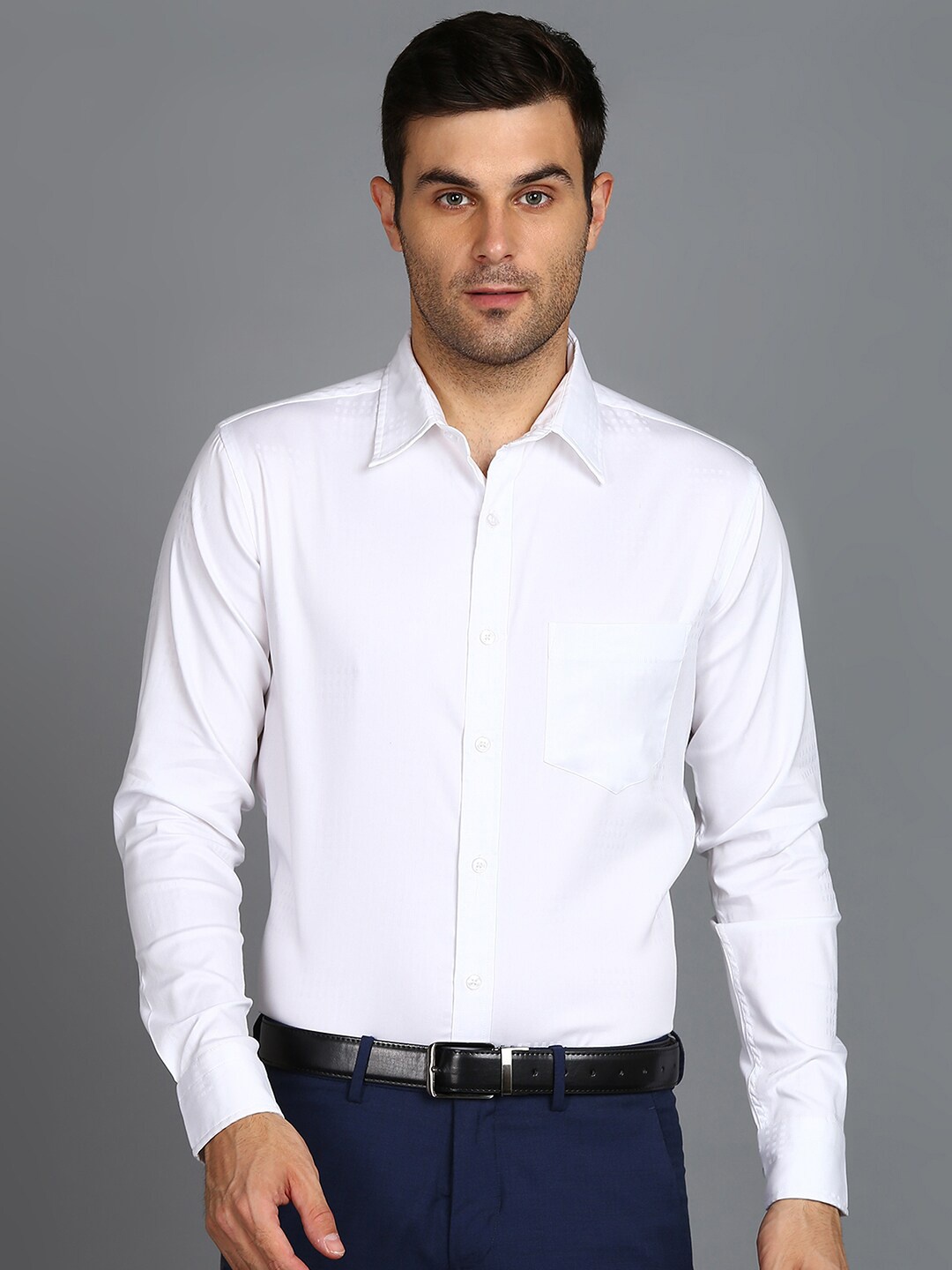 

ZNX Clothing Premium Printed Cotton Formal Shirt, White