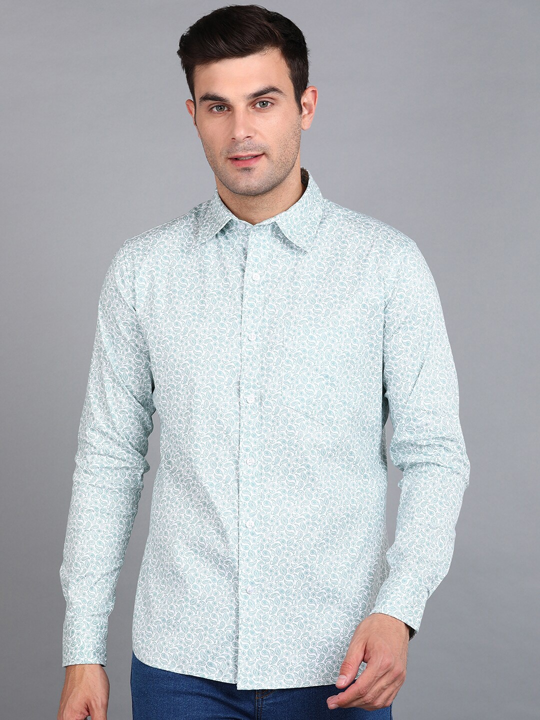 

ZNX Clothing Premium Micro Ditsy Printed Cotton Casual Shirt, White