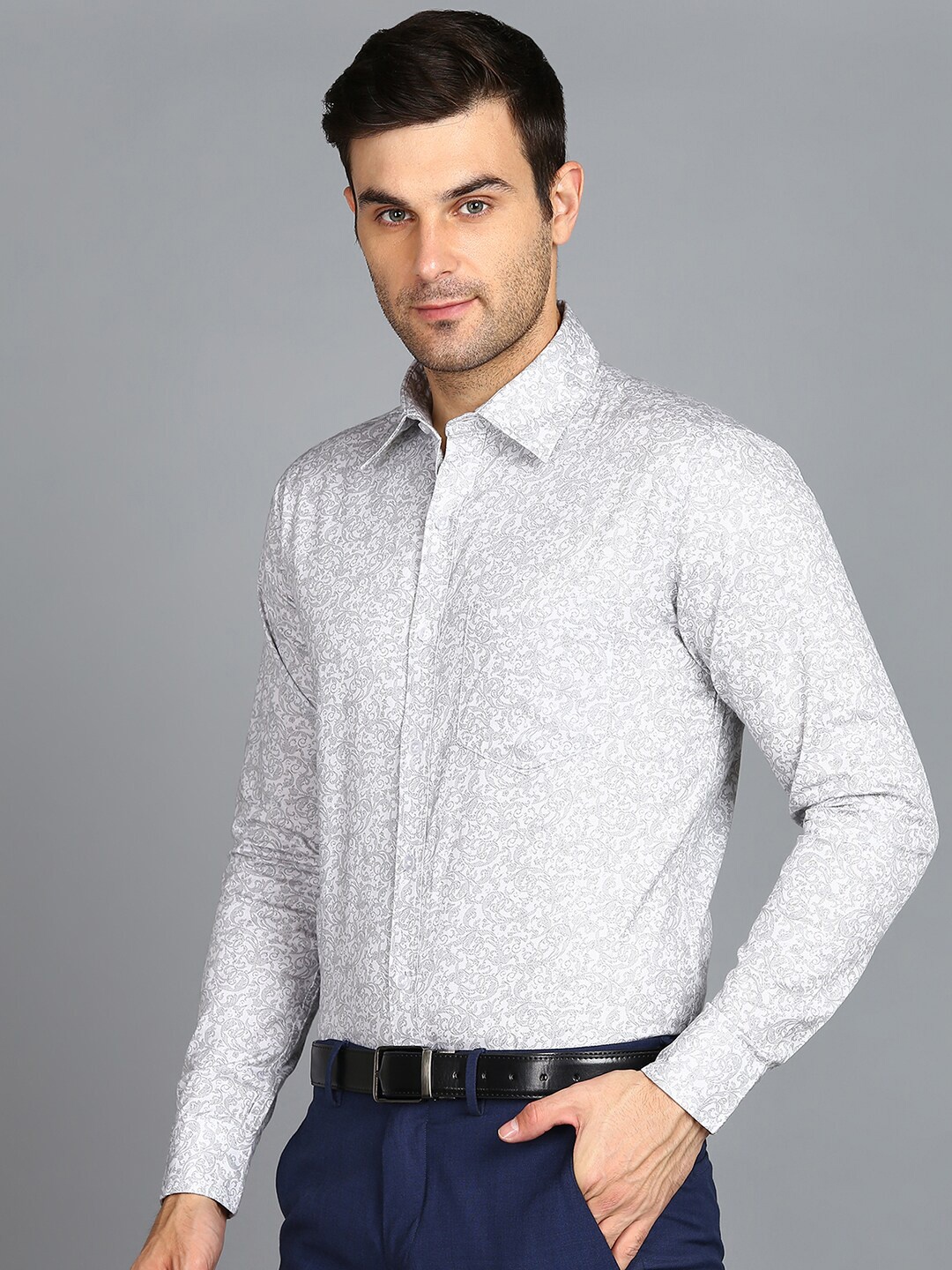 

ZNX Clothing Premium Micro Ditsy Printed Cotton Formal Shirt, White