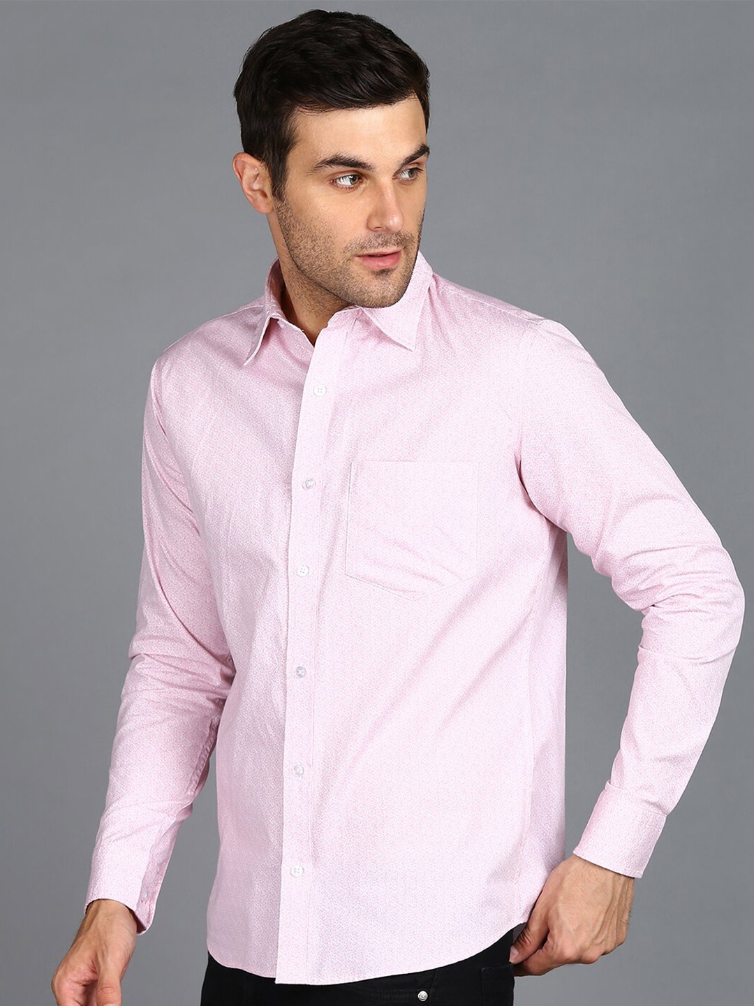 

ZNX Clothing Premium Micro Ditsy Printed Cotton Casual Shirt, Pink