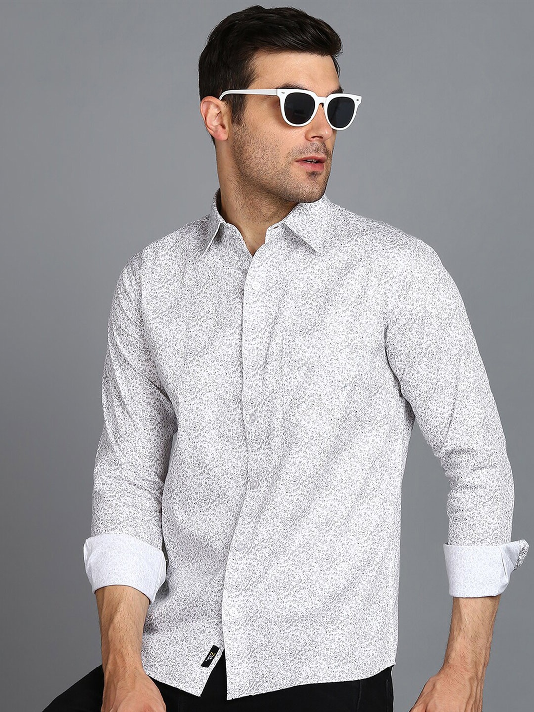 

ZNX Clothing Premium Micro Ditsy Printed Cotton Casual Shirt, Grey